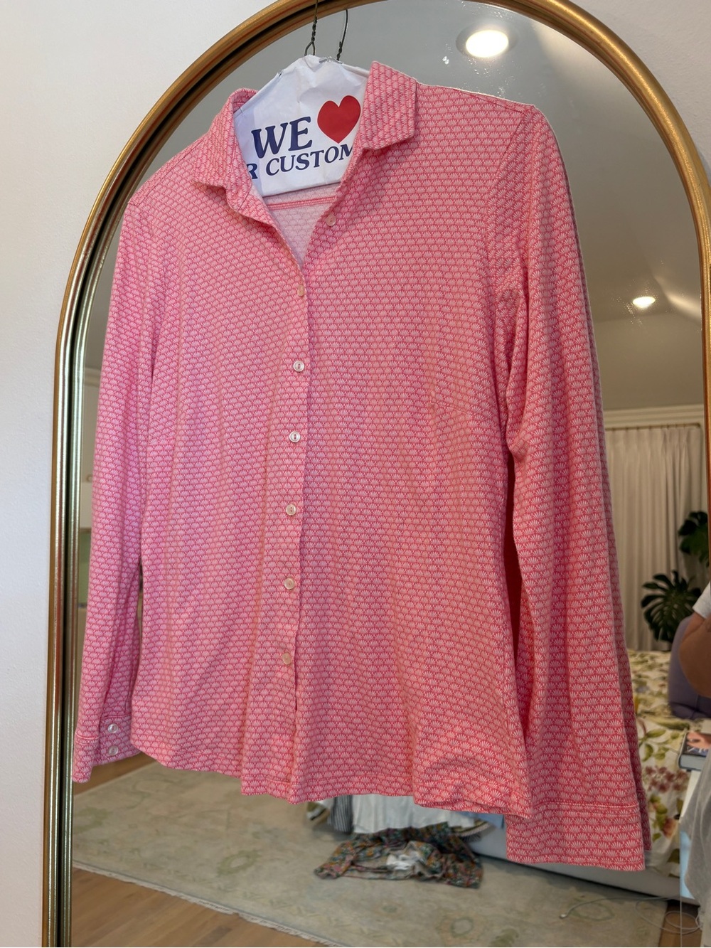 Charles Tyrwhitt Pink Geometric Long-Sleeve Button-Down Shirt